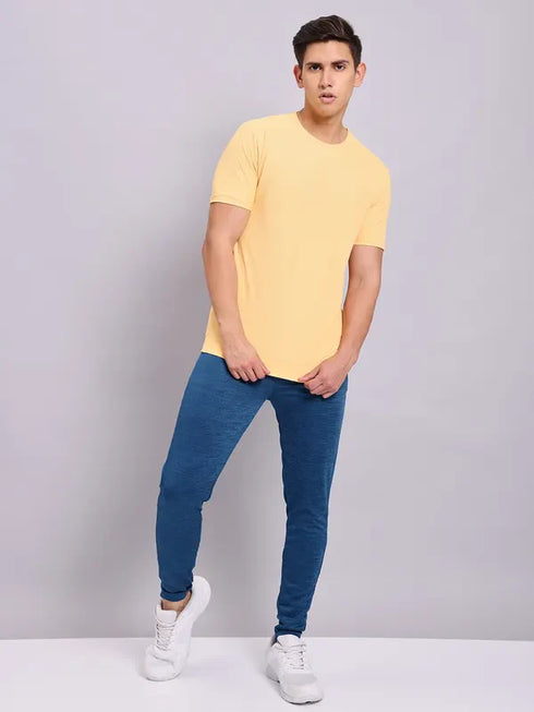 Men Solid Slim Fit Crew Neck T-shirt with MATPIQ