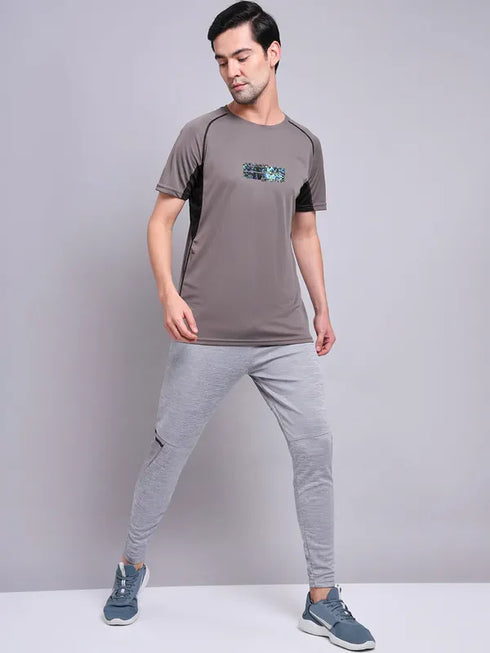 Men Printed Regular Fit Crew Neck T-shirt with TECHNO COOL+