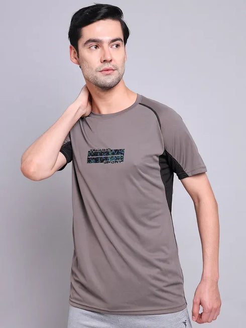 Men Printed Regular Fit Crew Neck T-shirt with TECHNO COOL+