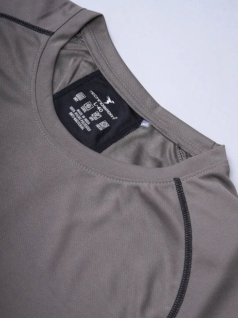 Men Printed Regular Fit Crew Neck T-shirt with TECHNO COOL+
