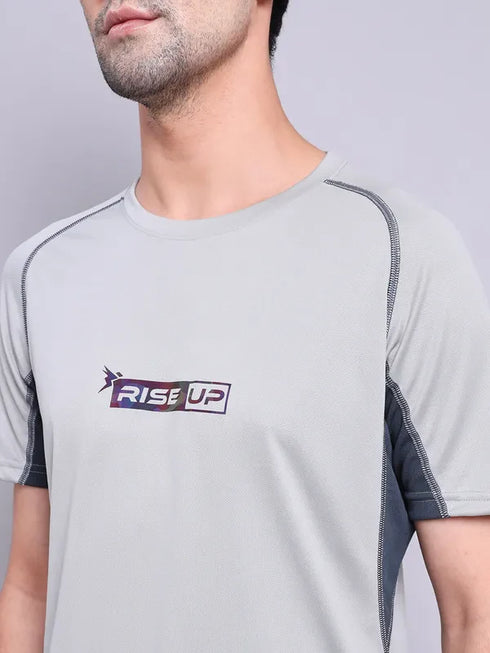 Men Printed Regular Fit Crew Neck T-shirt with TECHNO COOL+