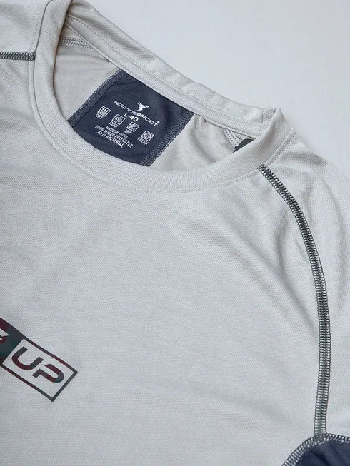 Men Printed Regular Fit Crew Neck T-shirt with TECHNO COOL+
