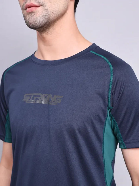 Men Printed Regular Fit Crew Neck T-shirt with TECHNO COOL+
