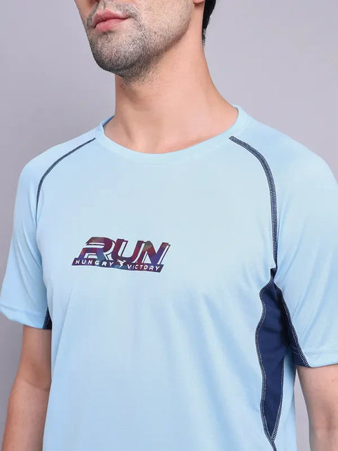 Men Printed Regular Fit Crew Neck T-shirt with TECHNO COOL+