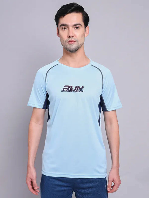 Men Printed Regular Fit Crew Neck T-shirt with TECHNO COOL+