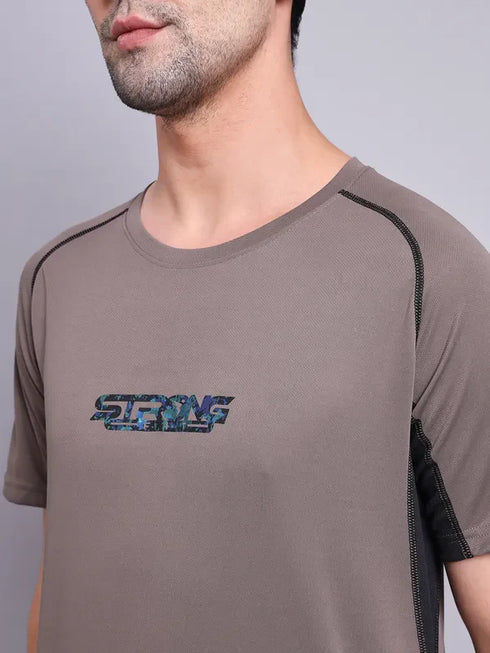 Men Printed Regular Fit Crew Neck T-shirt with TECHNO COOL+