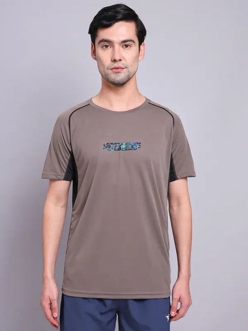 Men Printed Regular Fit Crew Neck T-shirt with TECHNO COOL+
