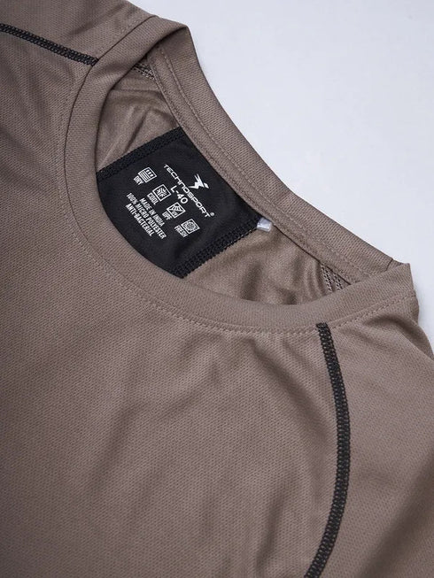Men Printed Regular Fit Crew Neck T-shirt with TECHNO COOL+