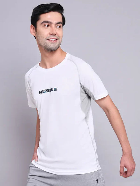 Men Printed Regular Fit Crew Neck T-shirt with TECHNO COOL+