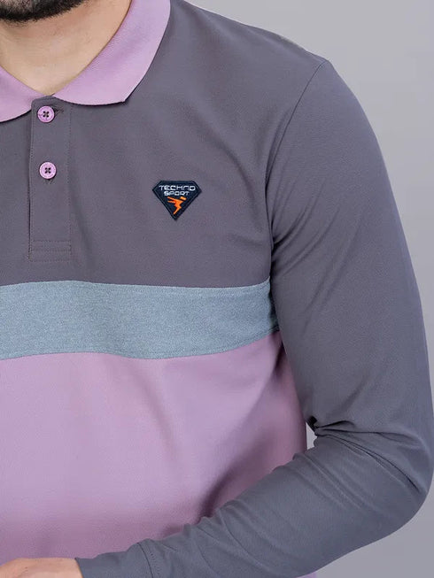 Men Colorblock Slim Fit Polo T-shirt with MATPIQ
