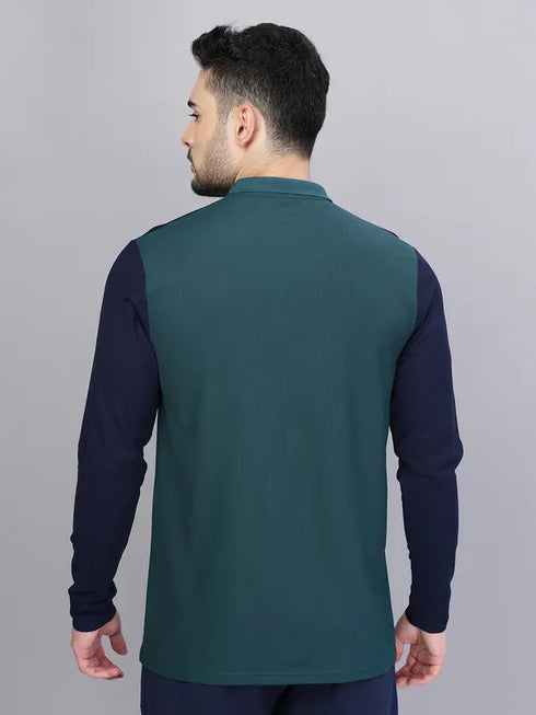 Men Colorblock Slim Fit Polo T-shirt with MATPIQ