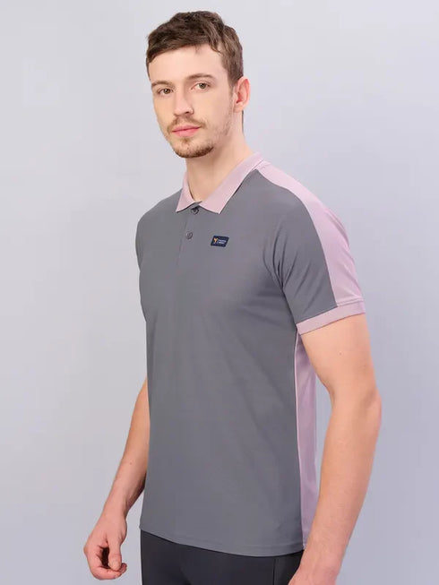 Men Colorblock Slim Fit Polo T-shirt with MATPIQ