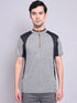 Men Melange Slim Fit Mock Neck T-shirt with TECHNO COOL+