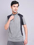 Men Melange Slim Fit Mock Neck T-shirt with TECHNO COOL+