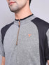 Men Melange Slim Fit Mock Neck T-shirt with TECHNO COOL+