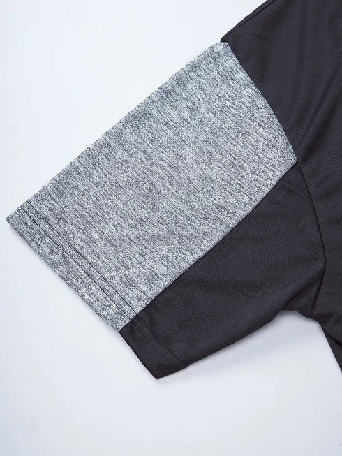 Men Melange Slim Fit Mock Neck T-shirt with TECHNO COOL+