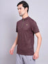 Men Melange Slim Fit Mock Neck T-shirt with TECHNO COOL+