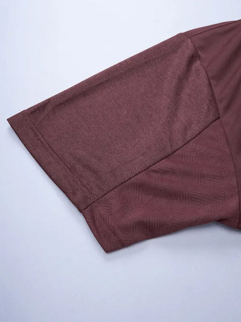 Men Melange Slim Fit Mock Neck T-shirt with TECHNO COOL+