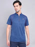 Men Melange Slim Fit Mock Neck T-shirt with TECHNO COOL+
