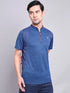 Men Melange Slim Fit Mock Neck T-shirt with TECHNO COOL+