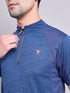 Men Melange Slim Fit Mock Neck T-shirt with TECHNO COOL+