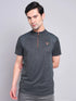 Men Melange Slim Fit Mock Neck T-shirt with TECHNO COOL+