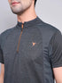 Men Melange Slim Fit Mock Neck T-shirt with TECHNO COOL+