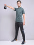 Men Melange Slim Fit Mock Neck T-shirt with TECHNO COOL+