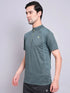Men Melange Slim Fit Mock Neck T-shirt with TECHNO COOL+