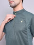 Men Melange Slim Fit Mock Neck T-shirt with TECHNO COOL+