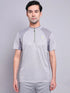 Men Melange Slim Fit Mock Neck T-shirt with TECHNO COOL+