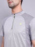 Men Melange Slim Fit Mock Neck T-shirt with TECHNO COOL+