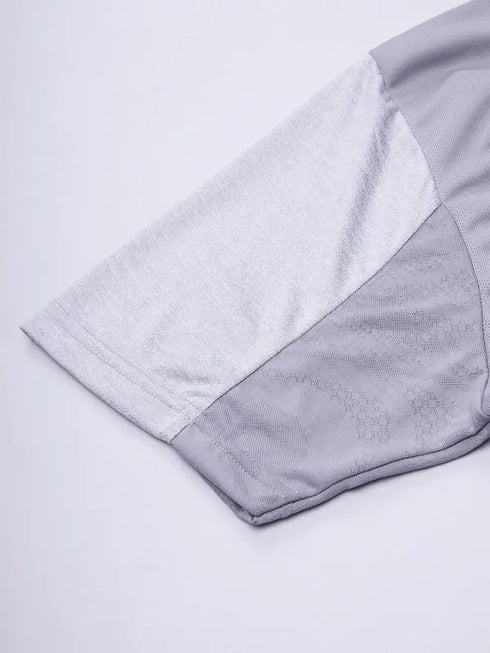 Men Melange Slim Fit Mock Neck T-shirt with TECHNO COOL+