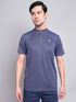Men Melange Slim Fit Mock Neck T-shirt with TECHNO COOL+
