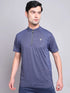 Men Melange Slim Fit Mock Neck T-shirt with TECHNO COOL+