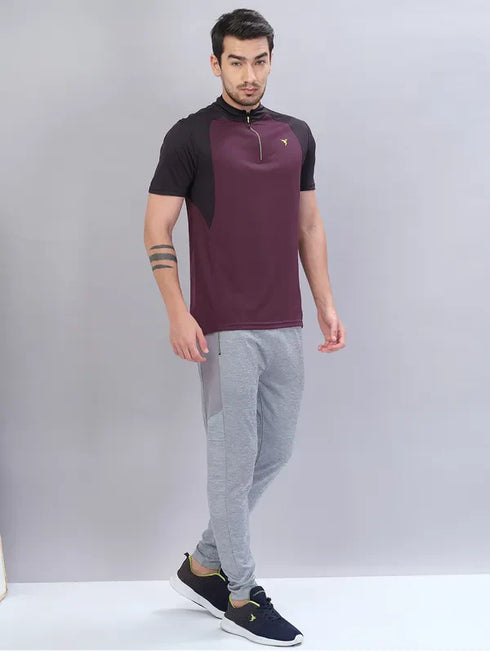 Men Colorblock Slim Fit Mock Neck T-shirt with TECHNO COOL+