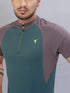 Men Colorblock Slim Fit Mock Neck T-shirt with TECHNO COOL+