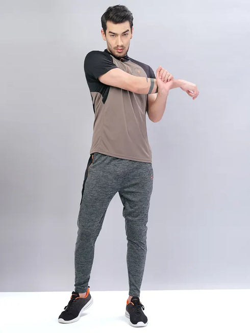 Men Colorblock Slim Fit Mock Neck T-shirt with TECHNO COOL+