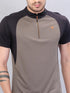 Men Colorblock Slim Fit Mock Neck T-shirt with TECHNO COOL+