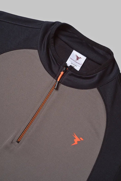 Men Colorblock Slim Fit Mock Neck T-shirt with TECHNO COOL+