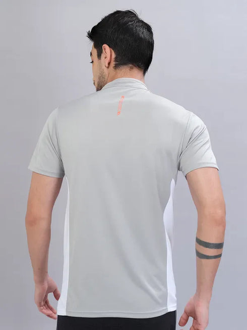 Men Colorblock Slim Fit Mock Neck T-shirt with TECHNO COOL+