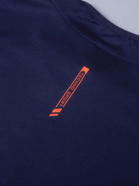 Men Colorblock Slim Fit Mock Neck T-shirt with TECHNO COOL+