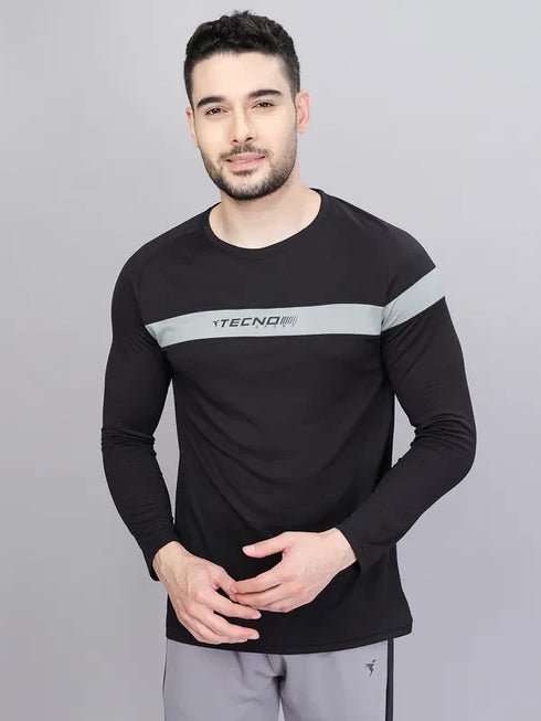 Men Colorblock Slim Fit Crew Neck T-shirt with TECHNO COOL+