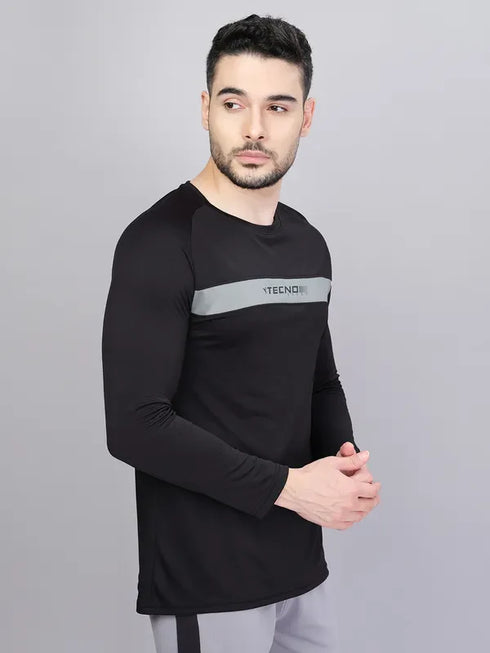 Men Colorblock Slim Fit Crew Neck T-shirt with TECHNO COOL+