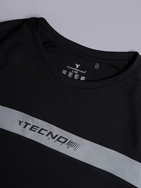 Men Colorblock Slim Fit Crew Neck T-shirt with TECHNO COOL+