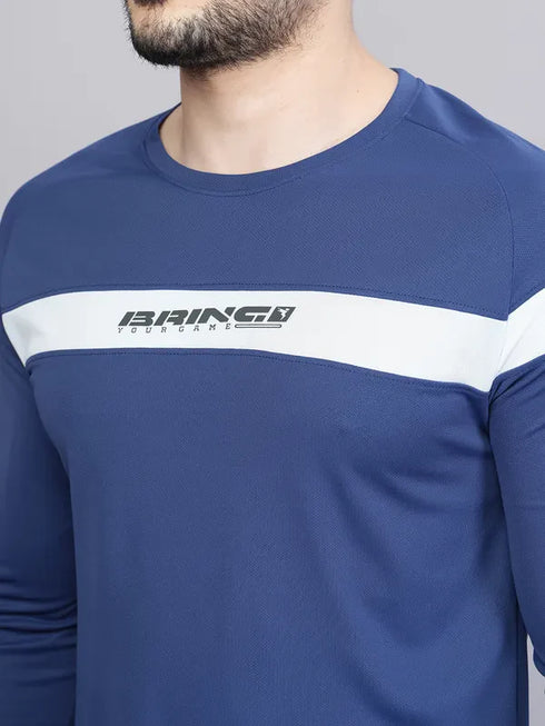 Men Colorblock Slim Fit Crew Neck T-shirt with TECHNO COOL+