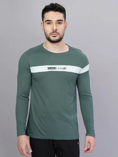 Men Colorblock Slim Fit Crew Neck T-shirt with TECHNO COOL+