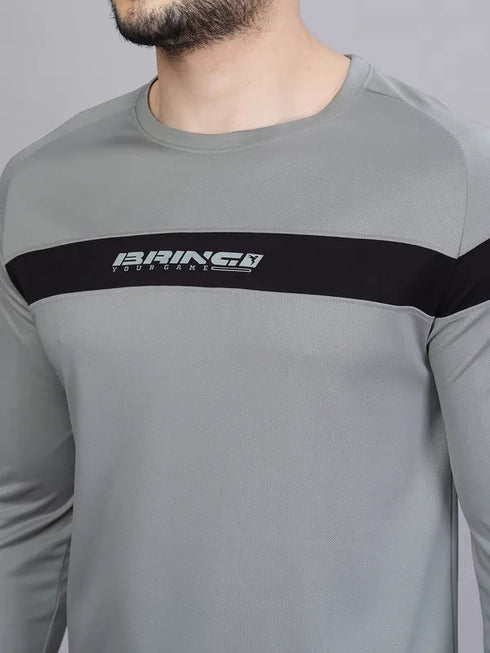 Men Colorblock Slim Fit Crew Neck T-shirt with TECHNO COOL+
