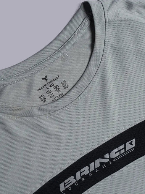 Men Colorblock Slim Fit Crew Neck T-shirt with TECHNO COOL+