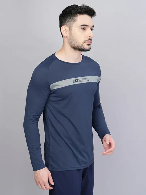 Men Colorblock Slim Fit Crew Neck T-shirt with TECHNO COOL+